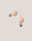 Pendientes gancho resina rosa claro estrella acero
