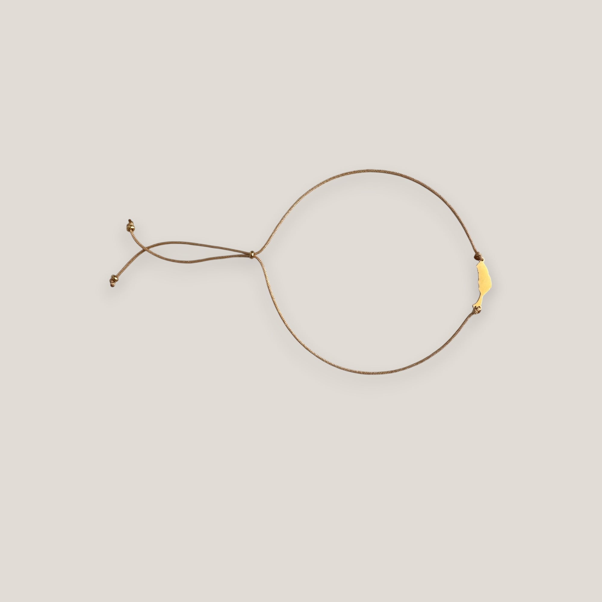 Pulsera cordón dorado con isla de Fuerteventura 15mm acero oro