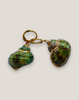 Creolen mit grünen Muscheln und Goldrändern